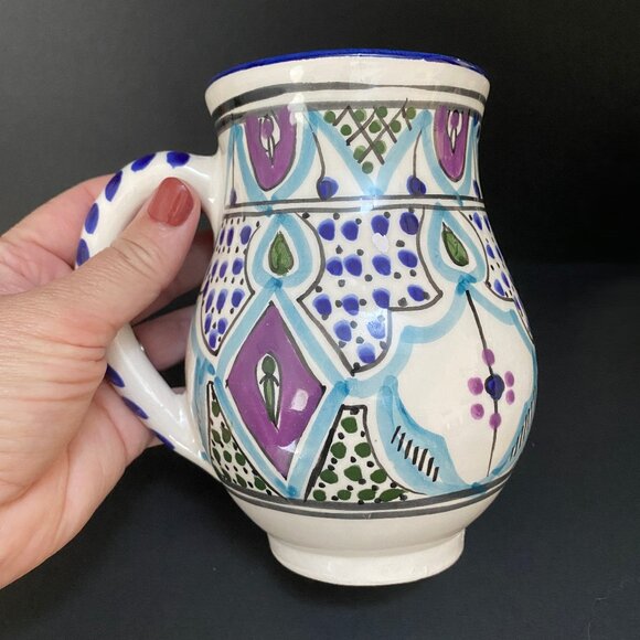 Large Hand Painted Le Souk Ceramique Malika Stoneware Mug: Tunisia - Picture 6 of 6